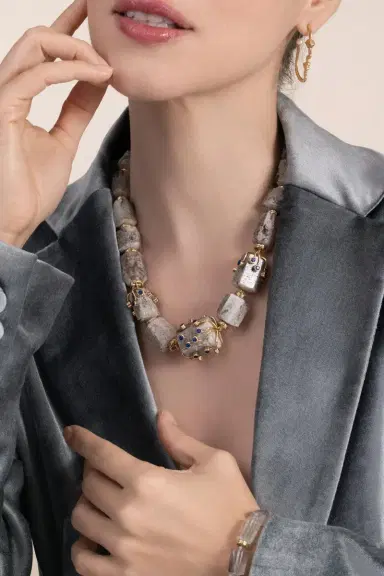 EDINA KISS Quartz Sapphire Garden Eye Lash Necklace | Thumbnail 2 EDINA KISS Quartz Sapphire Garden Eye Lash Necklace | Thumbnail 2