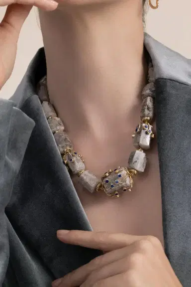 EDINA KISS Quartz Sapphire Garden Eye Lash Necklace | Thumbnail 4 EDINA KISS Quartz Sapphire Garden Eye Lash Necklace | Thumbnail 4