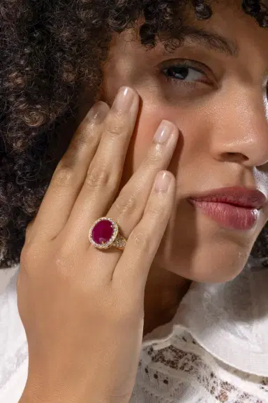 ALEXANDER LAUT Ruby Diamond Halo Ring | Thumbnail 2 ALEXANDER LAUT Ruby Diamond Halo Ring | Thumbnail 2