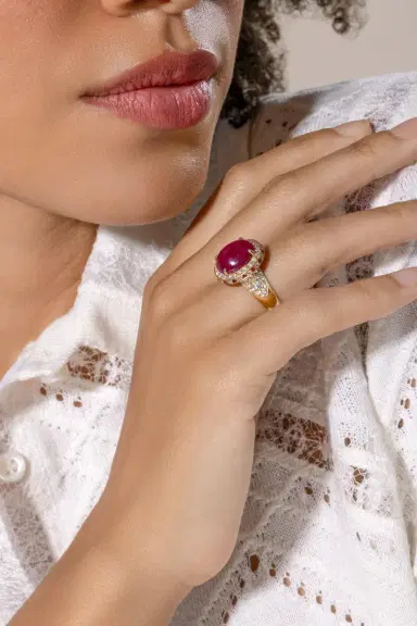 ALEXANDER LAUT Ruby Diamond Halo Ring | Thumbnail 3 ALEXANDER LAUT Ruby Diamond Halo Ring | Thumbnail 3