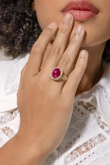 ALEXANDER LAUT Ruby Diamond Halo Ring | Thumbnail 4 ALEXANDER LAUT Ruby Diamond Halo Ring | Thumbnail 4