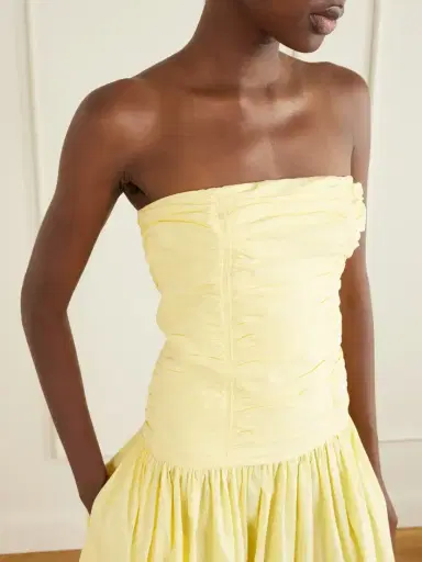 Matteau Strapless Ruched Organic Cotton-poplin Midi Dress | Thumbnail 4 Matteau Strapless Ruched Organic Cotton-poplin Midi Dress | Thumbnail 4