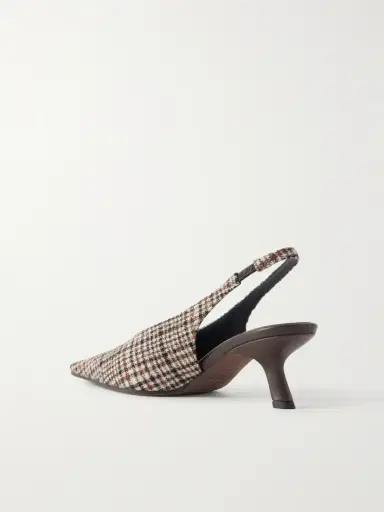 Brunello Cucinelli Checked Wool Slingback Pumps | Thumbnail 3 Brunello Cucinelli Checked Wool Slingback Pumps | Thumbnail 3