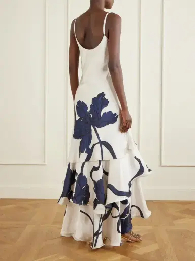 ANDRES OTALORA Inoportuna Printed Ruched Ruffled Satin Maxi Dress | Thumbnail 3 ANDRES OTALORA Inoportuna Printed Ruched Ruffled Satin Maxi Dress | Thumbnail 3