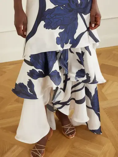 ANDRES OTALORA Inoportuna Printed Ruched Ruffled Satin Maxi Dress | Thumbnail 5 ANDRES OTALORA Inoportuna Printed Ruched Ruffled Satin Maxi Dress | Thumbnail 5