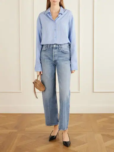 The Frankie Shop Peri Oversized Striped Georgette Shirt | Thumbnail 2 The Frankie Shop Peri Oversized Striped Georgette Shirt | Thumbnail 2