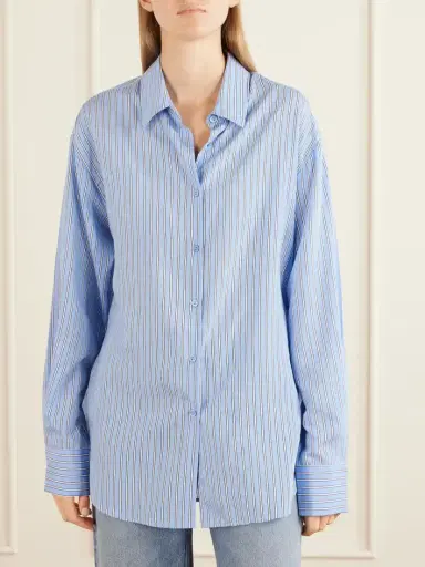 The Frankie Shop Peri Oversized Striped Georgette Shirt | Thumbnail 3 The Frankie Shop Peri Oversized Striped Georgette Shirt | Thumbnail 3