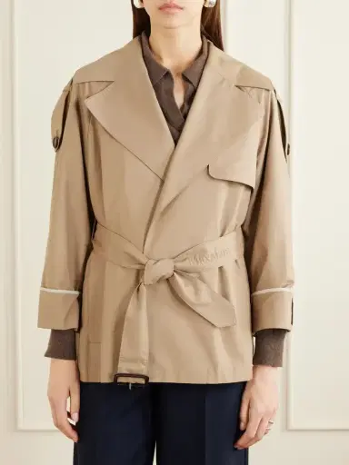 Max Mara Cropped Belted Cotton-blend Trench Coat | Thumbnail 3 Max Mara Cropped Belted Cotton-blend Trench Coat | Thumbnail 3