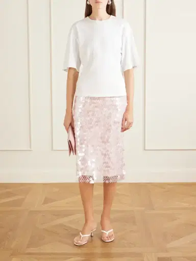 Tory Burch Sequin-embellished Mesh-jersey Midi Skirt | Thumbnail 2 Tory Burch Sequin-embellished Mesh-jersey Midi Skirt | Thumbnail 2