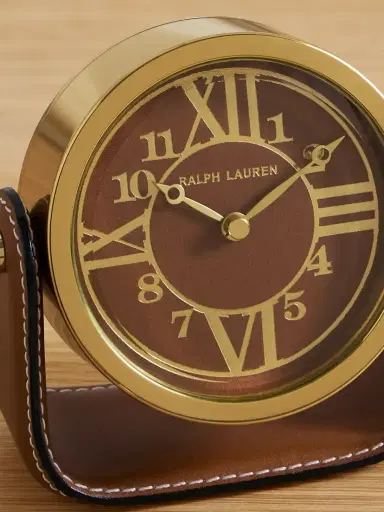 Ralph Lauren Home + Chelsea Clock Brennan Gold-tone And Leather Clock | Thumbnail 3 Ralph Lauren Home + Chelsea Clock Brennan Gold-tone And Leather Clock | Thumbnail 3