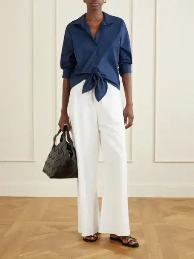 ANDRES OTALORA Dalila Knotted Cotton-poplin Blouse | Thumbnail 2 ANDRES OTALORA Dalila Knotted Cotton-poplin Blouse | Thumbnail 2