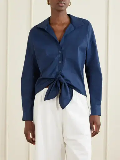 ANDRES OTALORA Dalila Knotted Cotton-poplin Blouse | Thumbnail 3 ANDRES OTALORA Dalila Knotted Cotton-poplin Blouse | Thumbnail 3