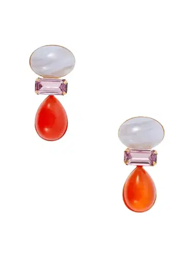 Jennifer Behr Talia Gold-tone Carnelian And Agate-embellished Earrings | Thumbnail 1 Jennifer Behr Talia Gold-tone Carnelian And Agate-embellished Earrings | Thumbnail 1