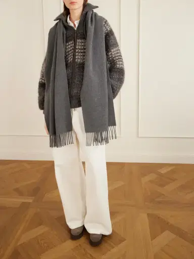 Brunello Cucinelli Fringed Cashmere Scarf | Thumbnail 2 Brunello Cucinelli Fringed Cashmere Scarf | Thumbnail 2