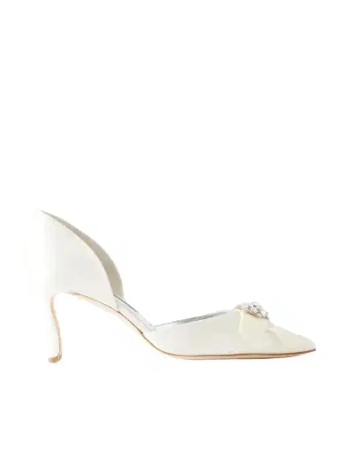 Manolo Blahnik Apidosa 70 Bow-detailed Crystal-embellished Satin Pumps | Thumbnail 1 Manolo Blahnik Apidosa 70 Bow-detailed Crystal-embellished Satin Pumps | Thumbnail 1