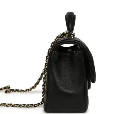 Chanel Chanel Classic Top Handle Long Flap Bag Black Lambskin Light Gold Hardware | Thumbnail 3 Chanel Chanel Classic Top Handle Long Flap Bag Black Lambskin Light Gold Hardware | Thumbnail 3