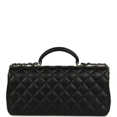 Chanel Chanel Classic Top Handle Long Flap Bag Black Lambskin Light Gold Hardware | Thumbnail 4 Chanel Chanel Classic Top Handle Long Flap Bag Black Lambskin Light Gold Hardware | Thumbnail 4