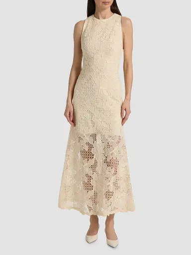 Lela Rose Women's Lattice Guipure Lace Midi-Dress - Cream - Size 16 | Thumbnail 3 Lela Rose Women's Lattice Guipure Lace Midi-Dress - Cream - Size 16 | Thumbnail 3
