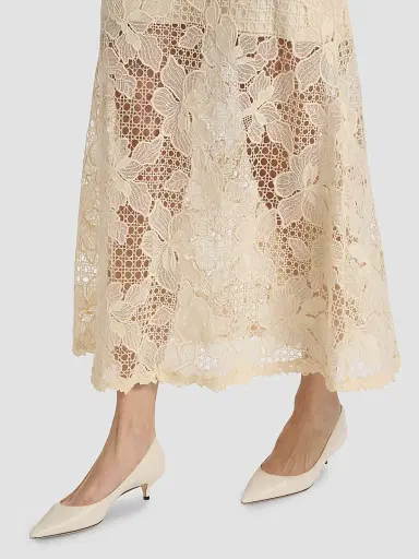 Lela Rose Women's Lattice Guipure Lace Midi-Dress - Cream - Size 16 | Thumbnail 6 Lela Rose Women's Lattice Guipure Lace Midi-Dress - Cream - Size 16 | Thumbnail 6