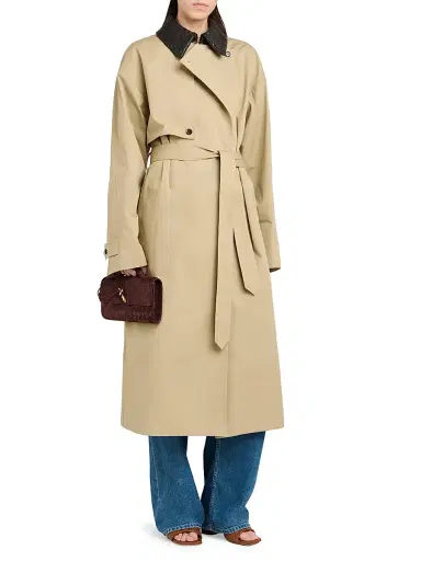Bottega Veneta Women's Intrecciato-Collar Water-Repellent Trench Coat - Brown Multi - Size 10 | Thumbnail 2 Bottega Veneta Women's Intrecciato-Collar Water-Repellent Trench Coat - Brown Multi - Size 10 | Thumbnail 2