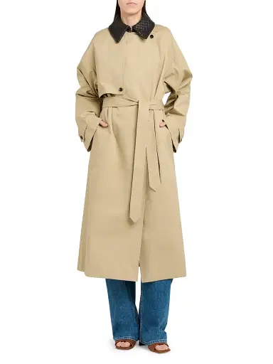 Bottega Veneta Women's Intrecciato-Collar Water-Repellent Trench Coat - Brown Multi - Size 10 | Thumbnail 3 Bottega Veneta Women's Intrecciato-Collar Water-Repellent Trench Coat - Brown Multi - Size 10 | Thumbnail 3
