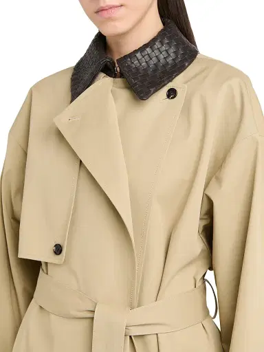 Bottega Veneta Women's Intrecciato-Collar Water-Repellent Trench Coat - Brown Multi - Size 10 | Thumbnail 6 Bottega Veneta Women's Intrecciato-Collar Water-Repellent Trench Coat - Brown Multi - Size 10 | Thumbnail 6