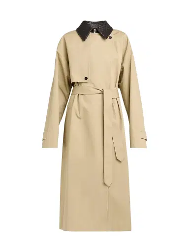 Bottega Veneta Women's Intrecciato-Collar Water-Repellent Trench Coat - Brown Multi - Size 10 | Thumbnail 1 Bottega Veneta Women's Intrecciato-Collar Water-Repellent Trench Coat - Brown Multi - Size 10 | Thumbnail 1