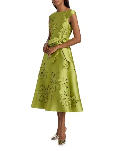 BADGLEY MISCHKA Women's Lasercut Floral Tie Waist Midi-Dress | Thumbnail 2 BADGLEY MISCHKA Women's Lasercut Floral Tie Waist Midi-Dress | Thumbnail 2