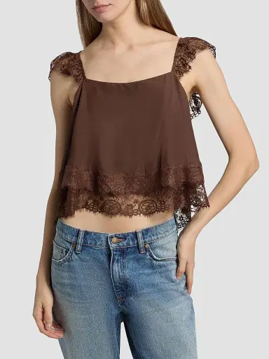 Ramy Brook Women's Lena Lace-Trim Square-Neck Top | Thumbnail 3 Ramy Brook Women's Lena Lace-Trim Square-Neck Top | Thumbnail 3