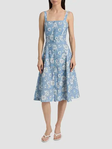 Generation Love Women's Freida Floral Linen-Blend Midi-Dress - Heritage Toile White | Thumbnail 3 Generation Love Women's Freida Floral Linen-Blend Midi-Dress - Heritage Toile White | Thumbnail 3