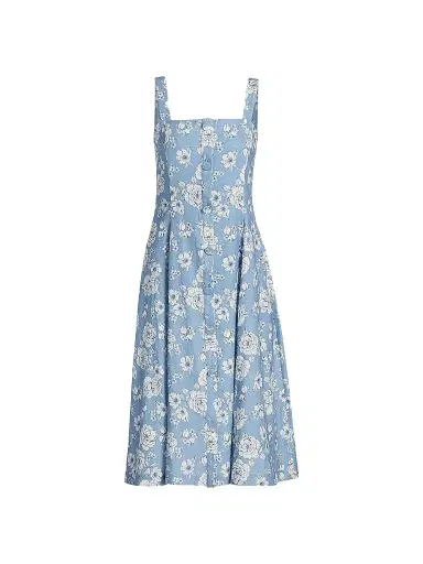 Generation Love Women's Freida Floral Linen-Blend Midi-Dress - Heritage Toile White | Thumbnail 1 Generation Love Women's Freida Floral Linen-Blend Midi-Dress - Heritage Toile White | Thumbnail 1
