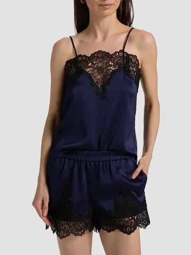 Generation Love Women's Alisa Floral Laced Satin Camisole - French Navy Black | Thumbnail 3 Generation Love Women's Alisa Floral Laced Satin Camisole - French Navy Black | Thumbnail 3