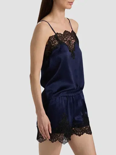 Generation Love Women's Alisa Floral Laced Satin Camisole - French Navy Black | Thumbnail 4 Generation Love Women's Alisa Floral Laced Satin Camisole - French Navy Black | Thumbnail 4
