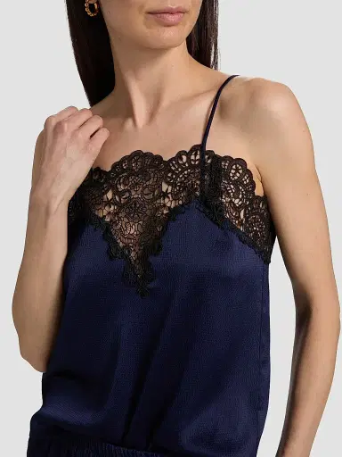 Generation Love Women's Alisa Floral Laced Satin Camisole - French Navy Black | Thumbnail 6 Generation Love Women's Alisa Floral Laced Satin Camisole - French Navy Black | Thumbnail 6