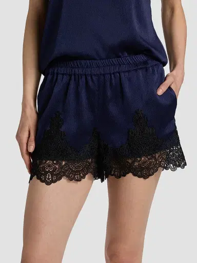Generation Love Women's Lana Lace-Trim Satin Shorts - French Navy Black - Size Large | Thumbnail 3 Generation Love Women's Lana Lace-Trim Satin Shorts - French Navy Black - Size Large | Thumbnail 3