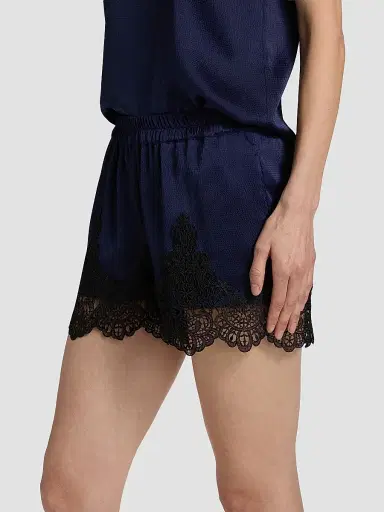 Generation Love Women's Lana Lace-Trim Satin Shorts - French Navy Black - Size Large | Thumbnail 4 Generation Love Women's Lana Lace-Trim Satin Shorts - French Navy Black - Size Large | Thumbnail 4