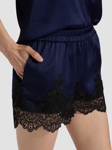 Generation Love Women's Lana Lace-Trim Satin Shorts - French Navy Black - Size Large | Thumbnail 6 Generation Love Women's Lana Lace-Trim Satin Shorts - French Navy Black - Size Large | Thumbnail 6