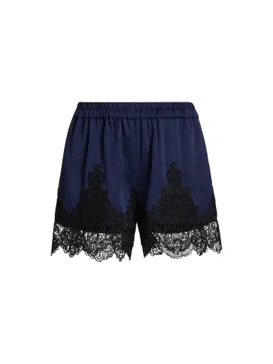 Generation Love Women's Lana Lace-Trim Satin Shorts - French Navy Black - Size Large | Thumbnail 1 Generation Love Women's Lana Lace-Trim Satin Shorts - French Navy Black - Size Large | Thumbnail 1