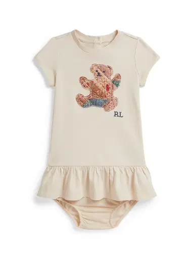 Polo Ralph Lauren Baby Girl's Patchwork Teddy Bear Dress & Bloomers Set - Guide Cream 9 Months | Thumbnail 1 Polo Ralph Lauren Baby Girl's Patchwork Teddy Bear Dress & Bloomers Set - Guide Cream 9 Months | Thumbnail 1