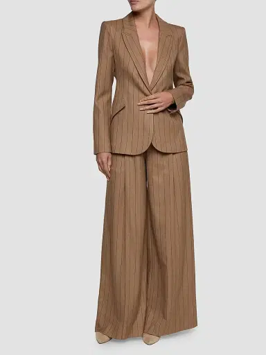 L'Agence Women's Chamberlain Striped Blazer - Mocha Tan Brown Pinstripe - Size 16 | Thumbnail 2 L'Agence Women's Chamberlain Striped Blazer - Mocha Tan Brown Pinstripe - Size 16 | Thumbnail 2
