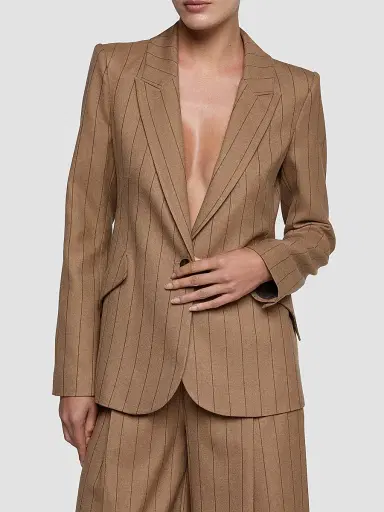 L'Agence Women's Chamberlain Striped Blazer - Mocha Tan Brown Pinstripe - Size 16 | Thumbnail 4 L'Agence Women's Chamberlain Striped Blazer - Mocha Tan Brown Pinstripe - Size 16 | Thumbnail 4
