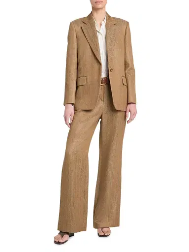 TWP Women's Henry Chevron Linen-Blend Wide-Leg Trousers - Kelp - Size 12 | Thumbnail 2 TWP Women's Henry Chevron Linen-Blend Wide-Leg Trousers - Kelp - Size 12 | Thumbnail 2