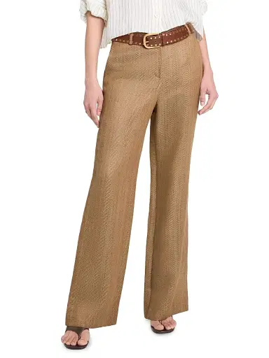 TWP Women's Henry Chevron Linen-Blend Wide-Leg Trousers - Kelp - Size 12 | Thumbnail 3 TWP Women's Henry Chevron Linen-Blend Wide-Leg Trousers - Kelp - Size 12 | Thumbnail 3