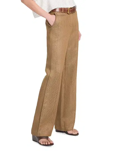 TWP Women's Henry Chevron Linen-Blend Wide-Leg Trousers - Kelp - Size 12 | Thumbnail 4 TWP Women's Henry Chevron Linen-Blend Wide-Leg Trousers - Kelp - Size 12 | Thumbnail 4