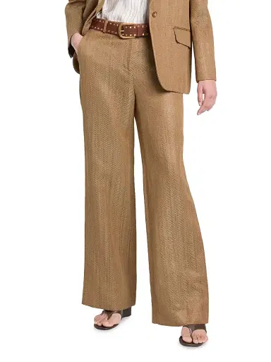 TWP Women's Henry Chevron Linen-Blend Wide-Leg Trousers - Kelp - Size 12 | Thumbnail 7 TWP Women's Henry Chevron Linen-Blend Wide-Leg Trousers - Kelp - Size 12 | Thumbnail 7