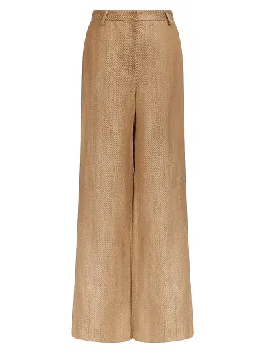 TWP Women's Henry Chevron Linen-Blend Wide-Leg Trousers - Kelp - Size 12 | Thumbnail 1 TWP Women's Henry Chevron Linen-Blend Wide-Leg Trousers - Kelp - Size 12 | Thumbnail 1