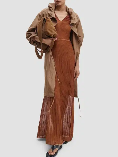 rag & bone Women's Aubrey Metallic Rib-Knit Maxi Dress - Rust | Thumbnail 2 rag & bone Women's Aubrey Metallic Rib-Knit Maxi Dress - Rust | Thumbnail 2