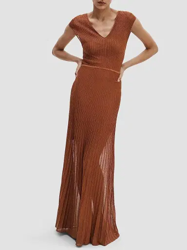 rag & bone Women's Aubrey Metallic Rib-Knit Maxi Dress - Rust | Thumbnail 3 rag & bone Women's Aubrey Metallic Rib-Knit Maxi Dress - Rust | Thumbnail 3