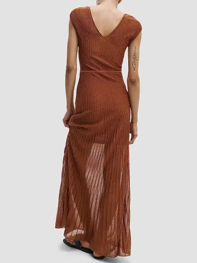 rag & bone Women's Aubrey Metallic Rib-Knit Maxi Dress - Rust | Thumbnail 4 rag & bone Women's Aubrey Metallic Rib-Knit Maxi Dress - Rust | Thumbnail 4