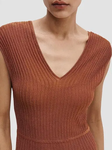 rag & bone Women's Aubrey Metallic Rib-Knit Maxi Dress - Rust | Thumbnail 5 rag & bone Women's Aubrey Metallic Rib-Knit Maxi Dress - Rust | Thumbnail 5